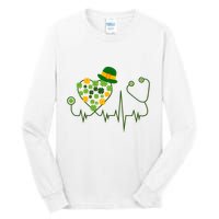 Cute St Patricks Day Lucky Shamrock Clover Stethoscope Tall Long Sleeve T-Shirt