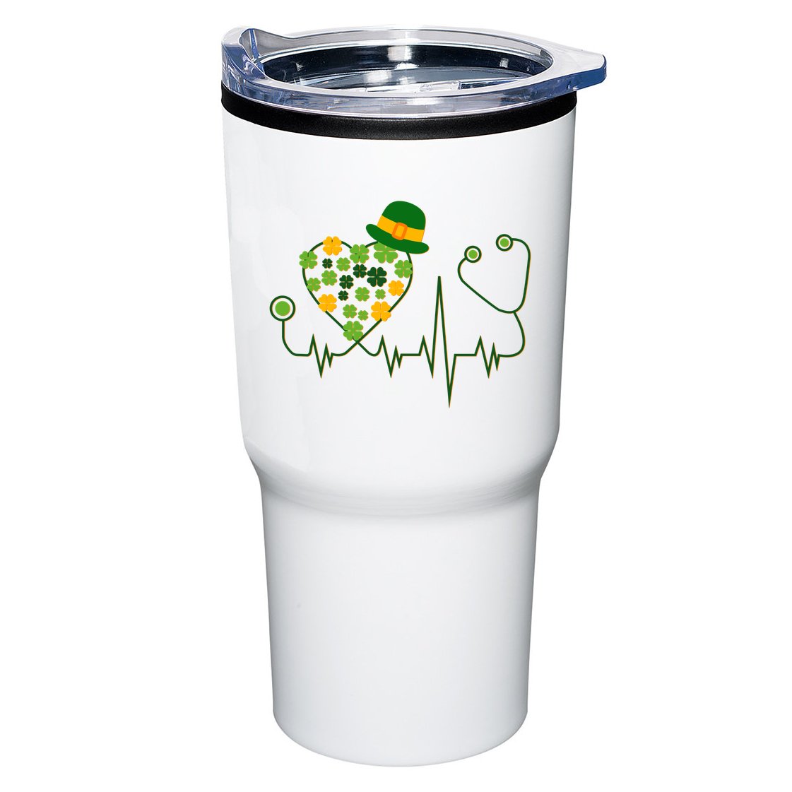Cute St Patricks Day Lucky Shamrock Clover Stethoscope Tumbler