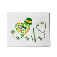 Cute St Patricks Day Lucky Shamrock Clover Stethoscope Mousepad