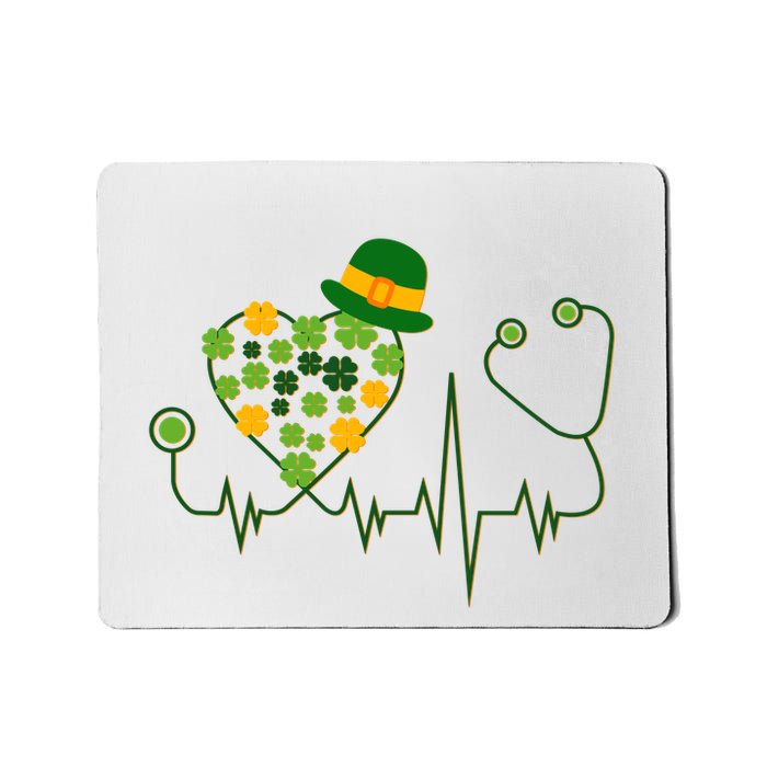Cute St Patricks Day Lucky Shamrock Clover Stethoscope Mousepad
