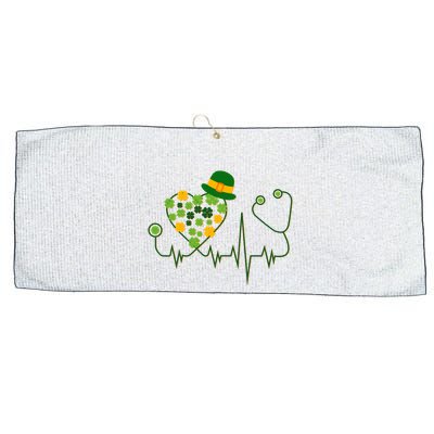 Cute St Patricks Day Lucky Shamrock Clover Stethoscope Large Microfiber Waffle Golf Towel