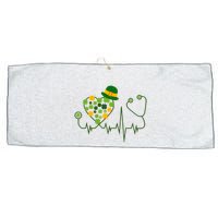 Cute St Patricks Day Lucky Shamrock Clover Stethoscope Large Microfiber Waffle Golf Towel