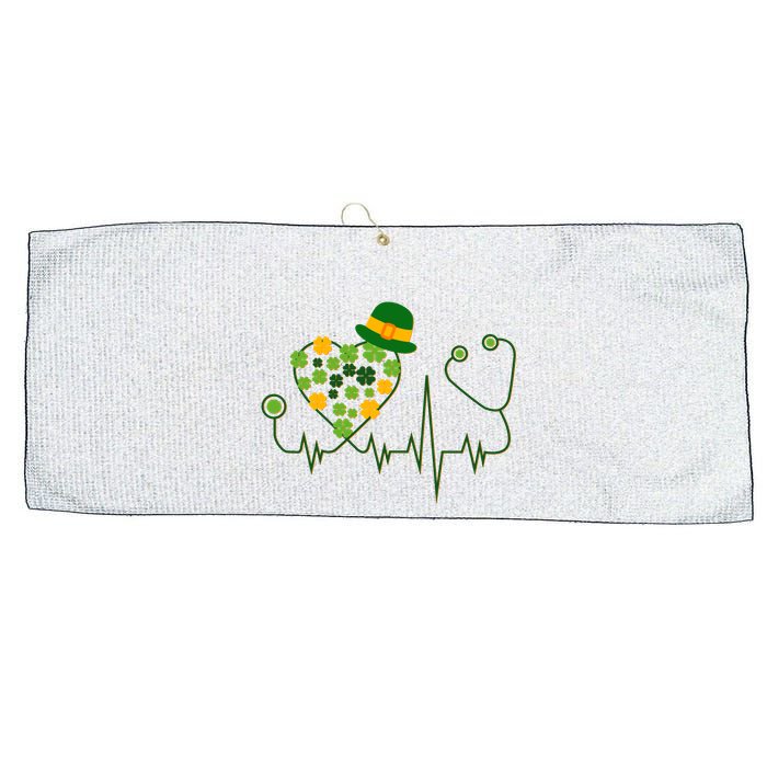 Cute St Patricks Day Lucky Shamrock Clover Stethoscope Large Microfiber Waffle Golf Towel