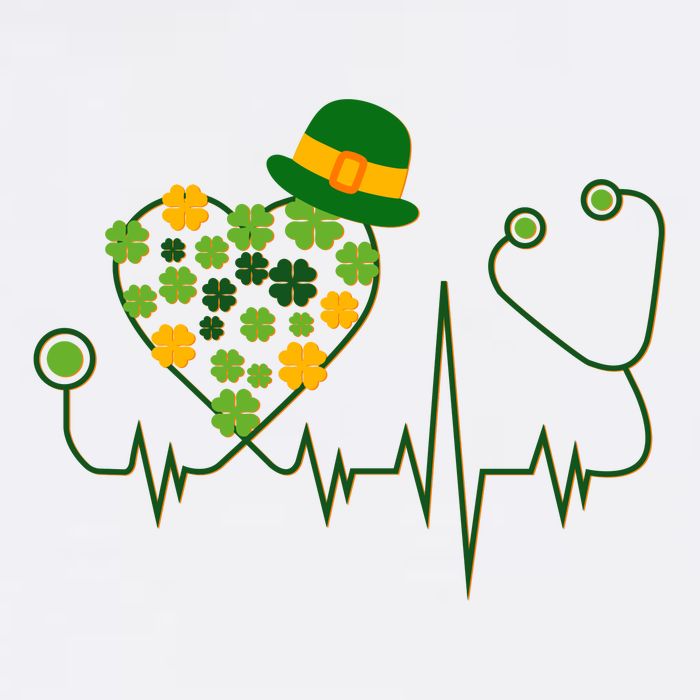 Cute St Patricks Day Lucky Shamrock Clover Stethoscope Trucker Hat