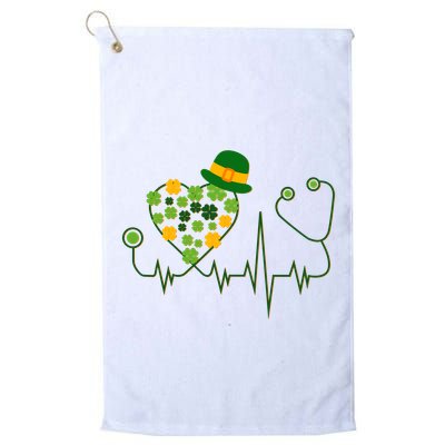 Cute St Patricks Day Lucky Shamrock Clover Stethoscope Golf Towel