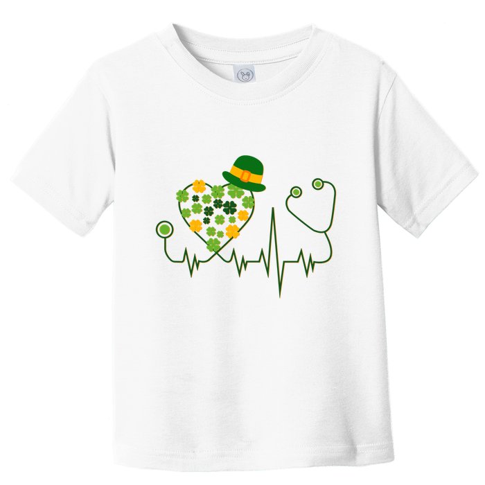 Cute St Patricks Day Lucky Shamrock Clover Stethoscope Toddler T-Shirt
