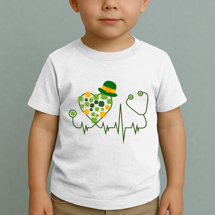 Cute St Patricks Day Lucky Shamrock Clover Stethoscope Toddler T-Shirt