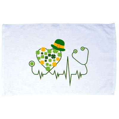 Cute St Patricks Day Lucky Shamrock Clover Stethoscope Microfiber Hand Towel