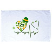 Cute St Patricks Day Lucky Shamrock Clover Stethoscope Microfiber Hand Towel