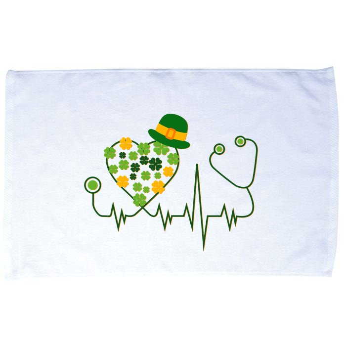 Cute St Patricks Day Lucky Shamrock Clover Stethoscope Microfiber Hand Towel