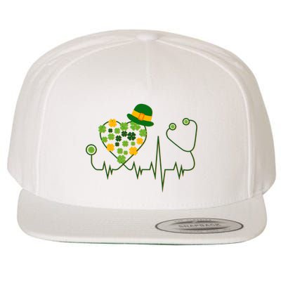 Cute St Patricks Day Lucky Shamrock Clover Stethoscope Wool Snapback Cap