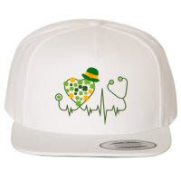 Cute St Patricks Day Lucky Shamrock Clover Stethoscope Wool Snapback Cap
