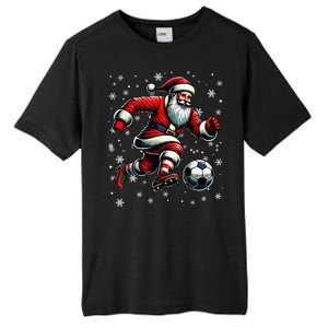 Christmas Soccer Player Sport Lover Santa Hat Xmas Pajamas Tall Fusion ChromaSoft Performance T-Shirt