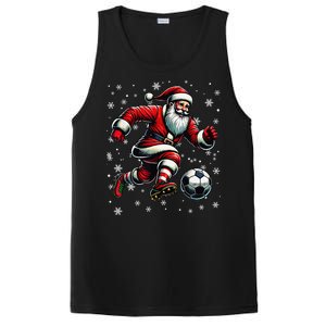 Christmas Soccer Player Sport Lover Santa Hat Xmas Pajamas PosiCharge Competitor Tank