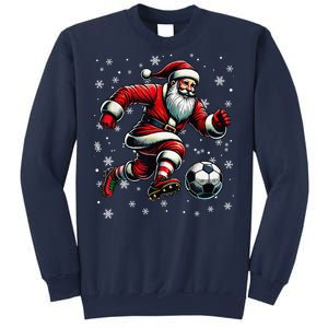 Christmas Soccer Player Sport Lover Santa Hat Xmas Pajamas Sweatshirt