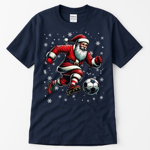 Christmas Soccer Player Sport Lover Santa Hat Xmas Pajamas Tall T-Shirt