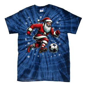 Christmas Soccer Player Sport Lover Santa Hat Xmas Pajamas Tie-Dye T-Shirt