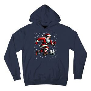 Christmas Soccer Player Sport Lover Santa Hat Xmas Pajamas Tall Hoodie