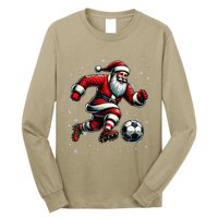 Christmas Soccer Player Sport Lover Santa Hat Xmas Pajamas Long Sleeve Shirt