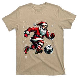 Christmas Soccer Player Sport Lover Santa Hat Xmas Pajamas T-Shirt