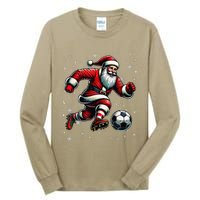 Christmas Soccer Player Sport Lover Santa Hat Xmas Pajamas Tall Long Sleeve T-Shirt