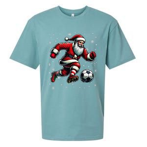 Christmas Soccer Player Sport Lover Santa Hat Xmas Pajamas Sueded Cloud Jersey T-Shirt