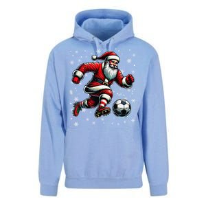 Christmas Soccer Player Sport Lover Santa Hat Xmas Pajamas Unisex Surf Hoodie