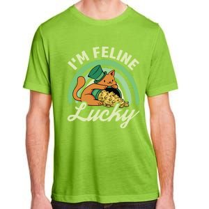 Cat St Patricks Day I'm Feline Lucky Gift Adult ChromaSoft Performance T-Shirt