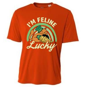 Cat St Patricks Day I'm Feline Lucky Gift Cooling Performance Crew T-Shirt