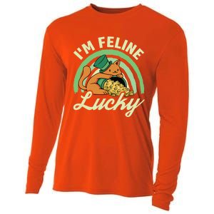 Cat St Patricks Day I'm Feline Lucky Gift Cooling Performance Long Sleeve Crew