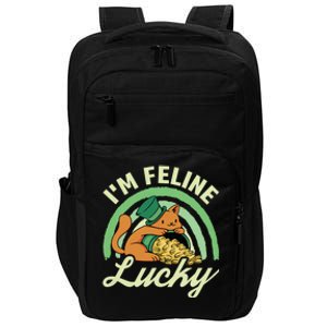 Cat St Patricks Day I'm Feline Lucky Gift Impact Tech Backpack