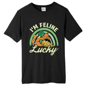 Cat St Patricks Day I'm Feline Lucky Gift Tall Fusion ChromaSoft Performance T-Shirt