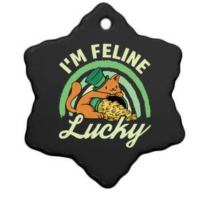 Cat St Patricks Day I'm Feline Lucky Gift Ceramic Star Ornament