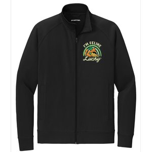 Cat St Patricks Day I'm Feline Lucky Gift Stretch Full-Zip Cadet Jacket