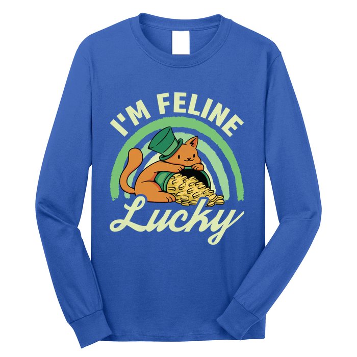 Cat St Patricks Day I'm Feline Lucky Gift Long Sleeve Shirt