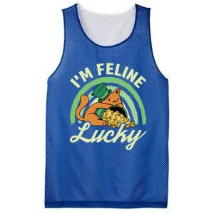 Cat St Patricks Day I'm Feline Lucky Gift Mesh Reversible Basketball Jersey Tank