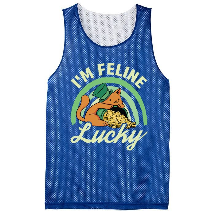 Cat St Patricks Day I'm Feline Lucky Gift Mesh Reversible Basketball Jersey Tank