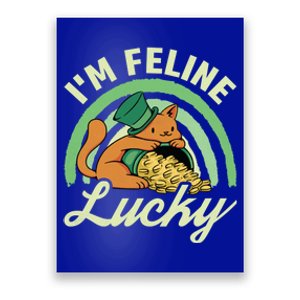 Cat St Patricks Day I'm Feline Lucky Gift Poster