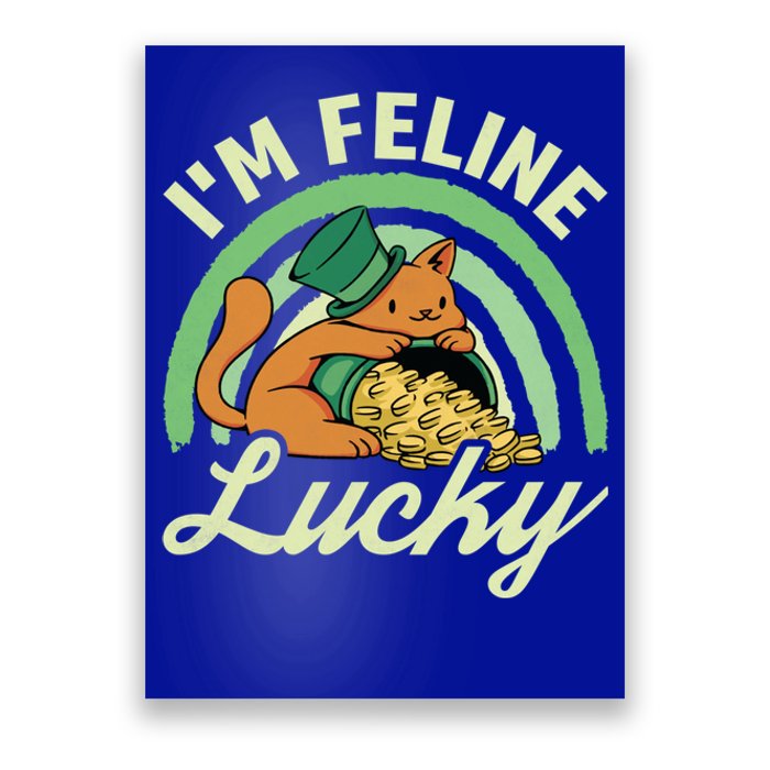 Cat St Patricks Day I'm Feline Lucky Gift Poster