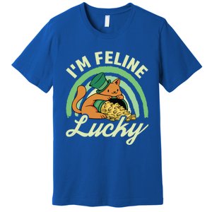 Cat St Patricks Day I'm Feline Lucky Gift Premium T-Shirt