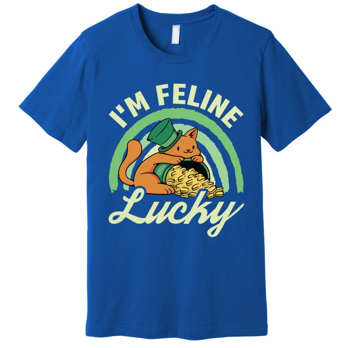 Cat St Patricks Day I'm Feline Lucky Gift Premium T-Shirt