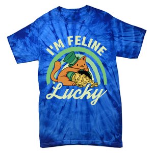 Cat St Patricks Day I'm Feline Lucky Gift Tie-Dye T-Shirt