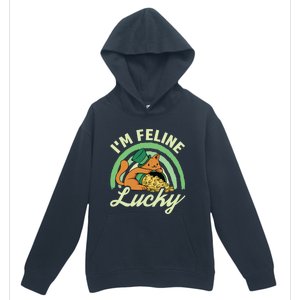 Cat St Patricks Day I'm Feline Lucky Gift Urban Pullover Hoodie