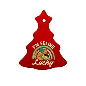 Cat St Patricks Day I'm Feline Lucky Gift Ceramic Tree Ornament