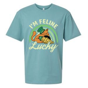 Cat St Patricks Day I'm Feline Lucky Gift Sueded Cloud Jersey T-Shirt