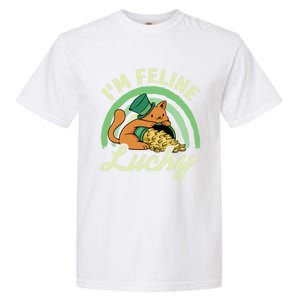 Cat St Patricks Day I'm Feline Lucky Gift Garment-Dyed Heavyweight T-Shirt