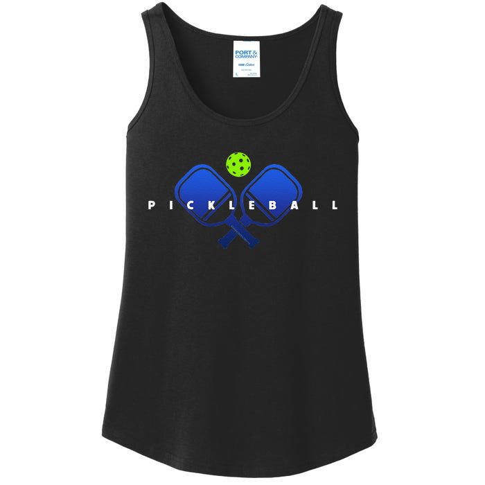 Cool Stylized Pickleball With Paddles And Ball Pickleball Ladies Essential Tank