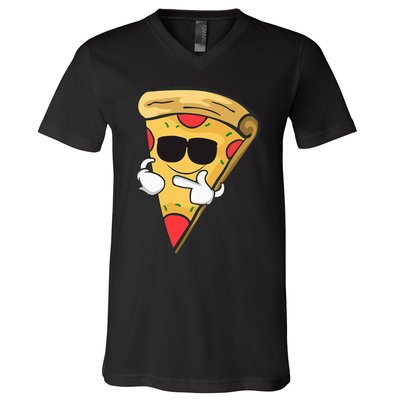 Cool Sunglasses Pizza V-Neck T-Shirt