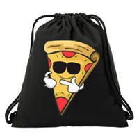 Cool Sunglasses Pizza Drawstring Bag