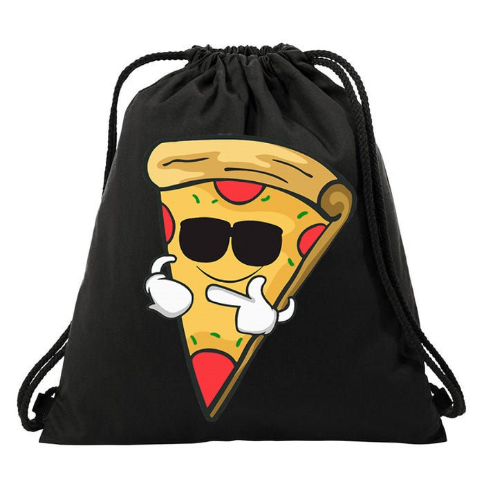 Cool Sunglasses Pizza Drawstring Bag